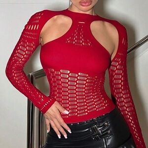Red Cutout Top